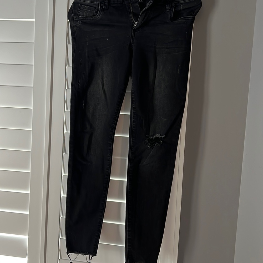 KUT black distressed jeggings
